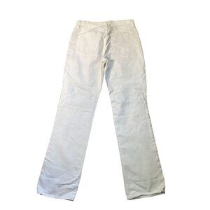 Distressed White Denim Straight-Leg Jeans By Frame Size 30 Le Hollywood